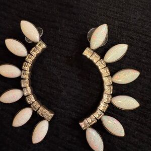 Chic White and Silver Leaf Earrings